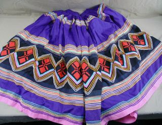 Vtg 1975 Era 5 Band Seminole Native American Handmade Patchwork Skirt Miccosukee