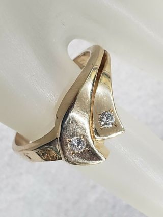 14KT Gold w/ Diamond Vintage Ring signed cTo 6.  2 grams 2