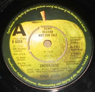 Ringo Starr Snookeroo Demo Apple Records 1974 7 " Single (beatles)