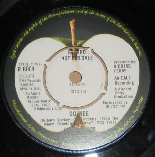 RINGO STARR Snookeroo DEMO APPLE Records 1974 7 