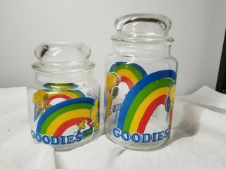 Set Of 2 - Vintage 1965 Peanuts Snoopy/woodstock Rainbow “goodies” Jar