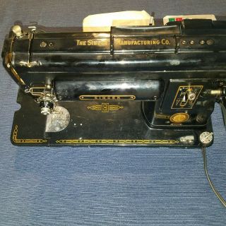 Singer 301A Sewing Machine Black and gold w foot pedal power vintage 3