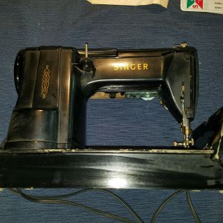 Singer 301A Sewing Machine Black and gold w foot pedal power vintage 6