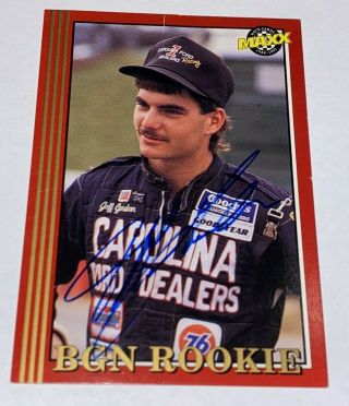 Jeff Gordon Carolina Ford Dealers Rookie Of The Year 1991 Nascar Signed Card