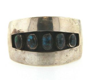 Vintage Navajo Sterling Silver Turquoise Wide Cuff Bracelet,  Signed