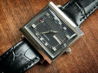Vintage Rado Manhattan Automatic 35mm 25 Jewels Grey Dial Gents Watch Swiss Made