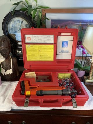 Vintage Red Head Tool 823 Powder Actuated Tool,  Case,  Accessories Rare
