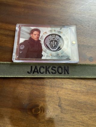 Stargate Sg - 1 Team Patch Lt.  Col.  Cameron Mitchell Pc3 Card,  Jackson Patch
