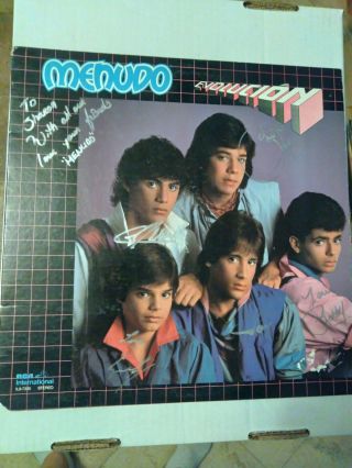 Menudo - Evolucion Lp 1984 - Autographed By Ricky Martin And Band