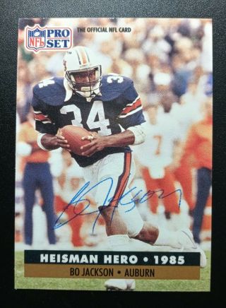 1991 Pro Set Bo Jackson Signed Autograph Auburn Raiders Heisman Hero Card