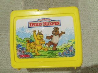 Vtg Thermos World Of Teddy Ruxpin 1986 Yellow Plastic Lunchbox Collectible