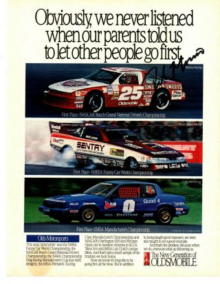 Nascar Rob Moroso Hand Signed Autographed Olds Advert