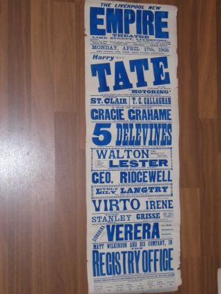 Apr 1905 Liverpool Empire Theatre Poster Lily Langtry,  Harry Tate On Variety Bill 3
