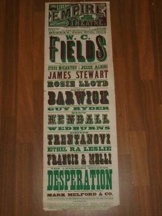June 1904 Liverpool Empire Theatre Poster W.  C.  Fields Juggler Top Of Variety Bill
