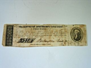Vtg Baltimore June 1816 Washington Monument Third Class Lottery Ticket
