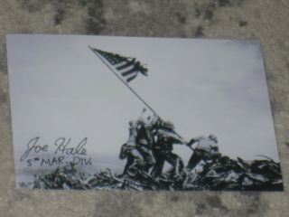 Joe Hale Signed 4x6 Iwo Jima Flag Photo Autograph