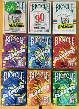 Complete Set Of 7 Eleven Playing Cards - 9 Decks