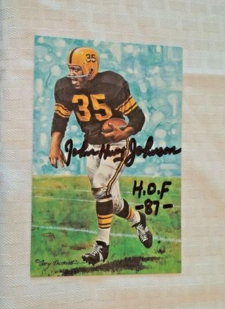 John Henry Johnson Steelers Vintage Autographed Signed Goal Line Art Card Glac