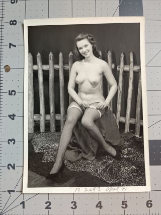 Vtg Irving Klaw Silver Gelatin Photo Artistic Nude Written Note 6x8 2093