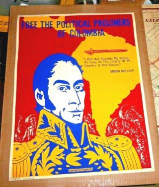 Vintage Lovely Poster The Political Prisoners Of Colombia Simon Bolivar