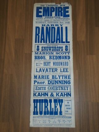 Oct 1905 Liverpool Empire Theatre Poster Harry Randall Top Of Variety Bill