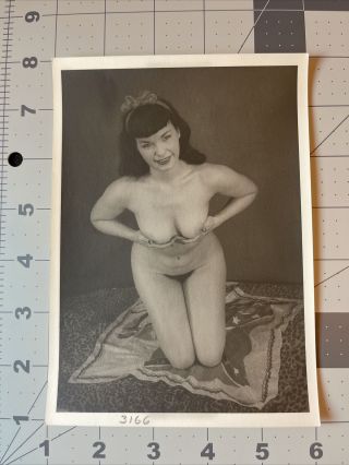 Vtg Silver Gelatin Photo Bettie Page Pinup Written Note 6x8 Southern Flag 3