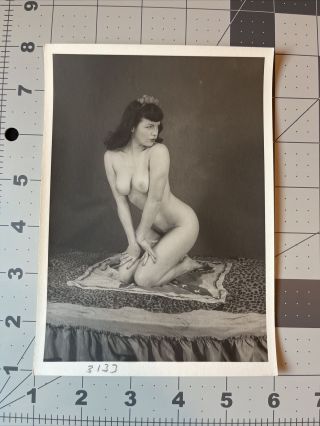 Vtg Silver Gelatin Photo Bettie Page Pinup Written Note 6x8 Lingerie South Flag