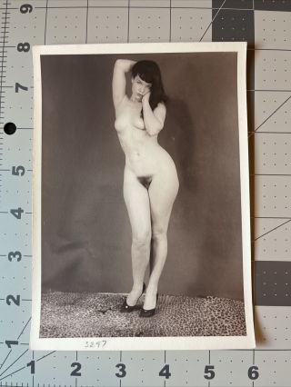 Vtg Silver Gelatin Photo Bettie Page Pinup Written Note 6x8 Lingerie Pouty