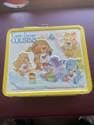 VINTAGE CARE BEAR COUSINS METAL LUNCH BOX 1985 ALADDIN INDUSTRIES NO THERMOS 2