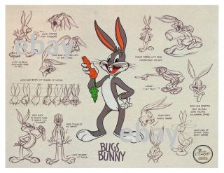 2 Looney Tunes Model Sheet Prints Featuring Bugs Bunny & Daffy Duck