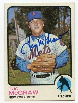 Tug Mcgraw Signed 1973 Topps 30 Mets D 