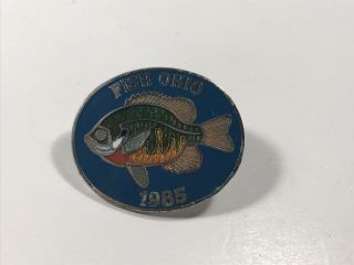 Fish Ohio 1985 Pin Vintage Ohio Fishing Pinback