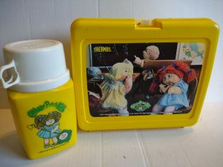 Vintage 1985 Cabbage Patch Kid Doll Plastic Lunch Box With Thermos