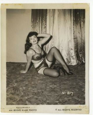 Bettie Page Sexy See Through Underwear Pin Up Irving Klaw 4x5 Photo