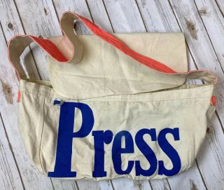 Vintage Cleveland Press Newspaper Bag - Plz Read - Canvas Orange Strap
