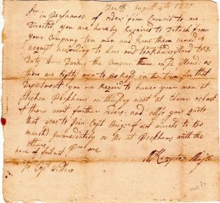 1776,  Rhode Island,  Major Kempton,  Manuscript Orders To March,  Signed,  Wilcox