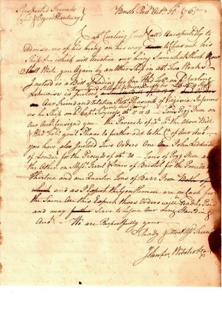 1765,  Bush River Ironworks,  Maryland John Lee Webster,  Letters,  Shipments Goods