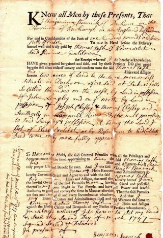 18th Century,  Hampshire,  Group Of Land Deeds Signed,