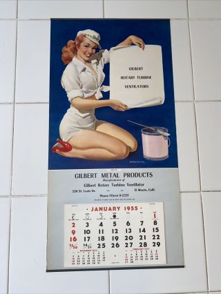 Vintage 1955 Charles Showalter Advertisement Pin Up Calendar