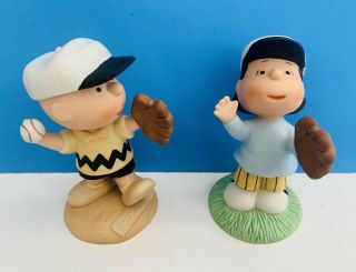Vintage Westland Giftware Peanuts Charlie Brown And Lucy Plays Baseball Set Htf