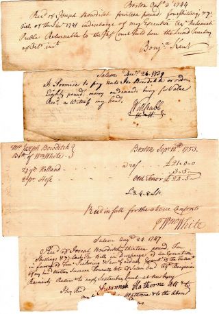 1740s,  Salem,  Mass; Merchants,  Signed Payment Documents,  Joseph Bowditch