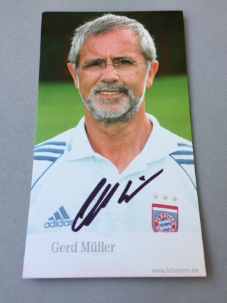 Gerd MÜller World Champion 1974 Bayern München Signed Photo Card 3.  5x6.  5