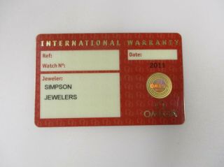 Open Red International Certificate Card Watch Jeweler Name & Code OMEGA 3