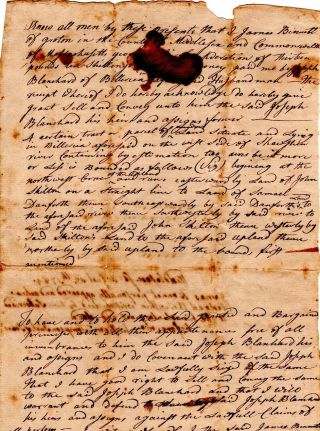 1784,  Groton,  Mass. ,  James Bennett,  Land,  Revolutionary War Minutemen Signed
