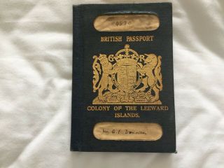 Old Obsolete Vintage British Passport Colony Of The Leeward Islands 10/ -
