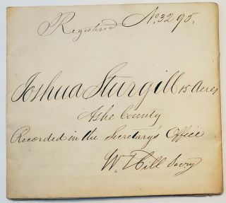 1855 Nc Land Grant Signed Gov.  Thomas Bragg Confederate Attorney General Senator
