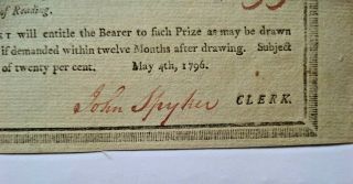 1796 Lottery Ticket Pennsylvania Stone Bridge River Schuylkill Spyker 2