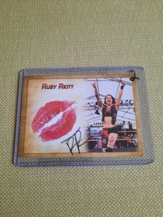 Ruby Riott Signed Kiss Print Card Wwe Wrestler Riott Squad 2