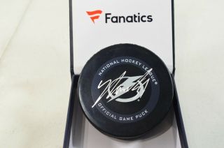 Fanatics Yanni Gourde Autographed Official Game Puck Tampa Bay Lightning