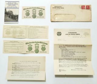 1919 Winchester Junior Rifle Corps Letterhead Mailing Envelope Brochure Of Rules